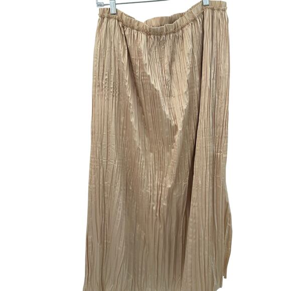 Sundance Pleated gold front slits Gold Maxi Skirt size L-XL - Picture 6 of 9